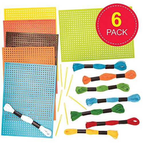 Baker Ross- Kits de Punto de Cruz (Pack de 6) -Manualidades Infantiles para Coser y exhibir