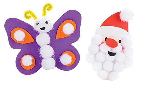 Baker Ross Pompones de bola de nieve con brillo - Ideal para manualidades, regalos, recuerdos y más para niños (paquete de 100), varios colores AV623