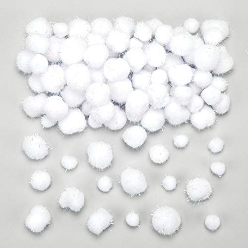 Baker Ross Pompones de bola de nieve con brillo - Ideal para manualidades, regalos, recuerdos y más para niños (paquete de 100), varios colores AV623