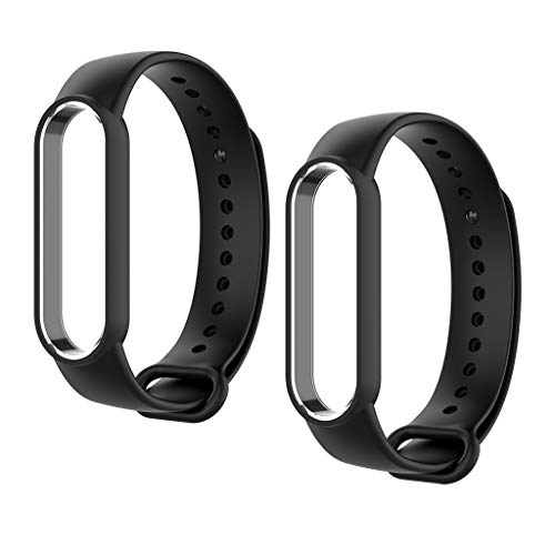 balikha 2X Pulsera de Goma Suave con Banda de Silicona Negra de Repuesto para Xiaomi MI Band 5