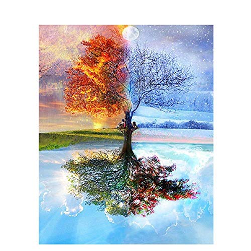 BALIWANLSY Puzzles De 1000 Piezas para Adultos, Montaje De Madera Jigsaw Puzzles, Paisaje De Árbol De Cuatro Estaciones, Arte Moderno