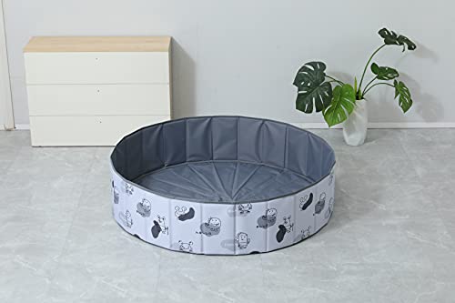 bamitus - Piscina de Bolas Plegables para Bebe y Niños para Jugar Arenas y Juguetes, 120 cm Diámetro, Diseño Impreso (Monstruito Gris, 120x30 cm)