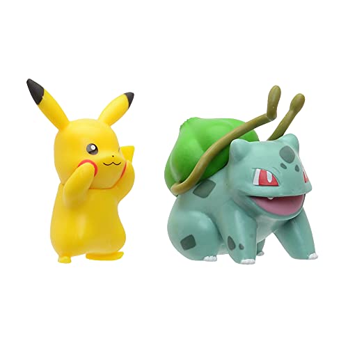 Bandai - Pokémon-Pack de 2 batle-Pikachu & Bulbizarre (Bulbasaur) - Afeitina 5 cm para coleccionar, JW0132