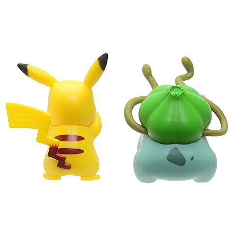 Bandai - Pokémon-Pack de 2 batle-Pikachu & Bulbizarre (Bulbasaur) - Afeitina 5 cm para coleccionar, JW0132