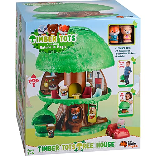 Bandai V700200 Timber Tots de Klorofil-Magic Tree House con 2 Figuras: Eliot de The Fox Ruby de The Bear Family-Early Learning Preescolar Playset & Actividad Toy-Retro Toys-V700200