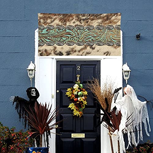 Bandera de bandera de país occidental, color marrón, verde azulado, para patio, interior y exterior, fiesta de Halloween