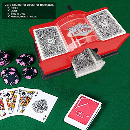 Barajador de cartas de 2 cubiertas, barajador de cartas manual, barajador de cartas de casino, barajador de cartas manual para el juego de blackjack doméstico, póquer, trucos de magia, silencios