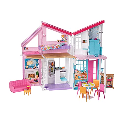 Barbie Casa Malibu, casa de muñecas de Dos Pisos Plegable con Muebles y Accesorios, Regalo para niñas y niños 3-9 años (Mattel FXG57) + Supercaravana de Autocaravana FBR34