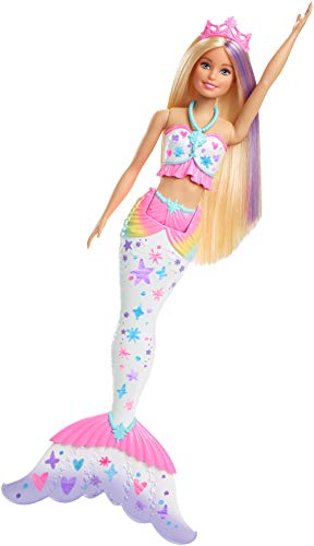 Barbie Dreamtopia Crayola Sirena color mágico, muñeca con accesorios (Mattel GCG67)