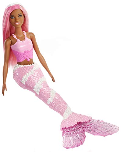 Barbie Dreamtopia - Muñeca Sirena con pelo y top rosa (Mattel FXT10)