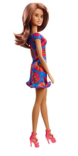 Barbie - Fashionista Muñeca con Cabello Castaño y con Vestido Azul con Flores (Mattel GBK94) , color/modelo surtido