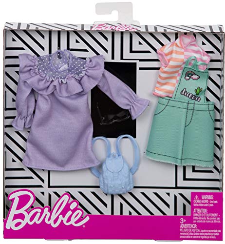 Barbie Fashionistas - Ropa de Barbie con 2 conjuntos completos, ropa y accesorios para muñecas (Mattel FXJ64)