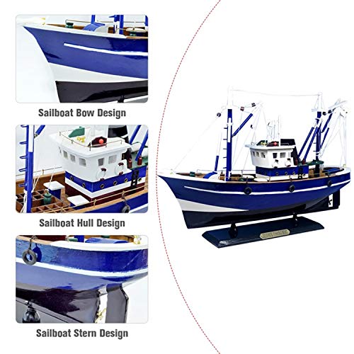 Barco De Pesca Velero Juguetes De Vela Modelo De Navegación Decoración Para El Hogar Azul De Madera De Lujo 45 * 13 * 31 Cm Madera Mediterráneo Modelo De Amor Modelo De Decoración Regalos De Bote