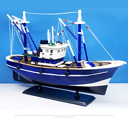 Barco De Pesca Velero Juguetes De Vela Modelo De Navegación Decoración Para El Hogar Azul De Madera De Lujo 45 * 13 * 31 Cm Madera Mediterráneo Modelo De Amor Modelo De Decoración Regalos De Bote