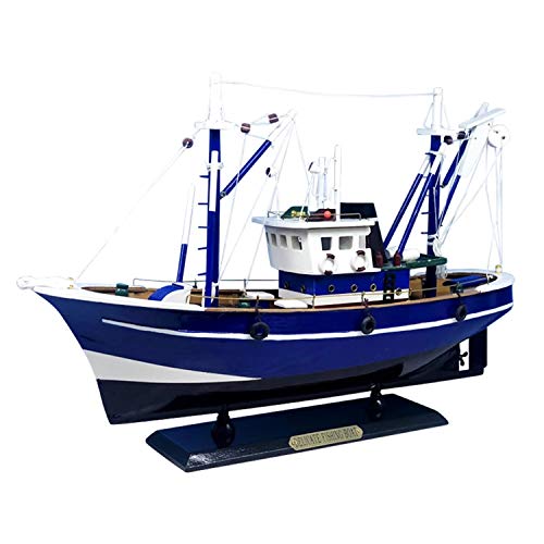 Barco De Pesca Velero Juguetes De Vela Modelo De Navegación Decoración Para El Hogar Azul De Madera De Lujo 45 * 13 * 31 Cm Madera Mediterráneo Modelo De Amor Modelo De Decoración Regalos De Bote