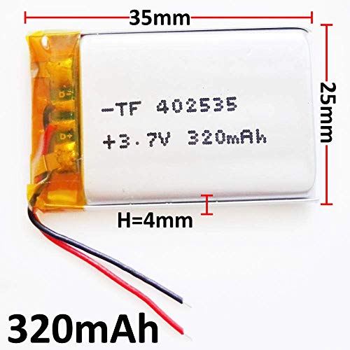 Batería de Respaldo de Alto Rendimiento 3.7V 320mAh Lipo Polymer Lithium li Ion Batería Recargable 402535 para MP4 Smart Watch GPS DVD Bluetooth Headset Camera