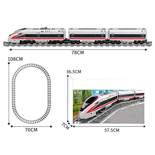 BAXT Tren de tren técnico de alta velocidad, 647 piezas, tren de alta velocidad con luces y rieles, tren de personas de alta velocidad, compatible con tren Lego City – dinámico