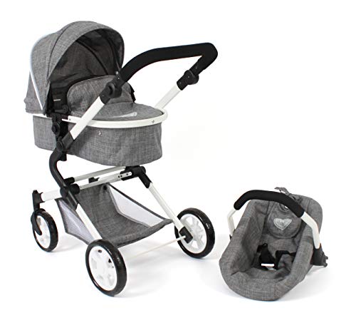 Bayer Chic 2000-Cochecito para muñecas 3 en 1 Lia Coche, bañera y Asiento Deportivo, Color Jeans Grey. (597-76)