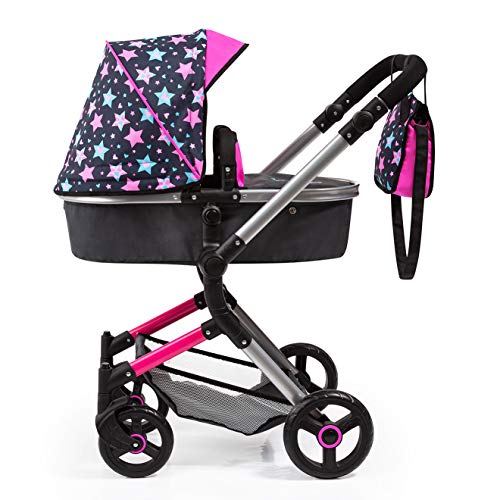 Bayer Design- Cochecito de Muñecas Neo Vario Combolso Cambiador, Convertible, Plegable, Color Rosa, Negro Comhada (18406Aa)