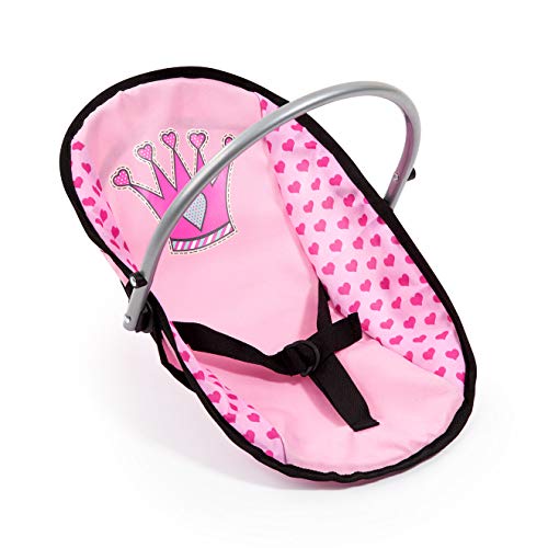 Bayer Design- Kit 9 en 1 Vario, Accesorios para muñecas con Porta, Bolsa Bandolera, Trona Convertible, Color Rosa, con Corazones y Corona (63698AB)