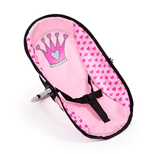 Bayer Design- Kit 9 en 1 Vario, Accesorios para muñecas con Porta, Bolsa Bandolera, Trona Convertible, Color Rosa, con Corazones y Corona (63698AB)