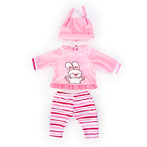 Bayer Design- Ropa 42 a 46cm, Accesorios para muñeca, Top, Pantalones y Gorra de Punta, Conjunto, Traje con Conejo, Color rosa, a rayas (84688AA) , color/modelo surtido