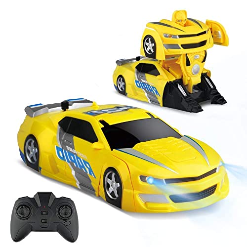 Baztoy Coche teledirigido Transforma robot juguete infantil RC coche niño niña doble modo de rotación 360 ° Stunt Auto Escalada función mando a distancia vehículos juegos interiores regalos