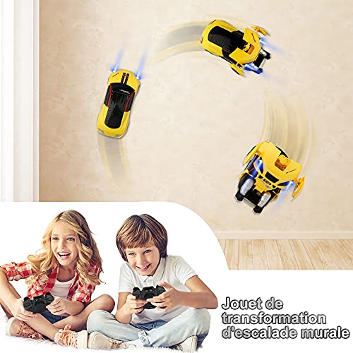 Baztoy Coche teledirigido Transforma robot juguete infantil RC coche niño niña doble modo de rotación 360 ° Stunt Coche Escalada función mando a distancia vehículos juegos interiores regalos