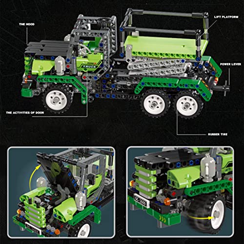 BBDI Serie de tecnología de coche, 509 piezas, color verde, para manualidades, ascensores, juguetes de construcción para niños, compatible con la técnica de Lego