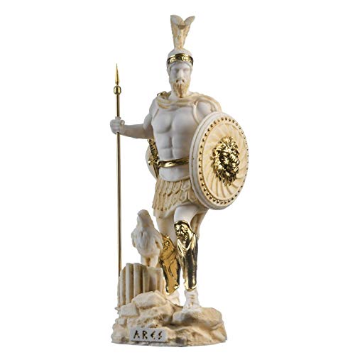 BeautifulGreekStatues Ares Mars Dios De La Guerra Hijo De Zeus Estatua Romana Alabastro Tono Dorado 25 cm