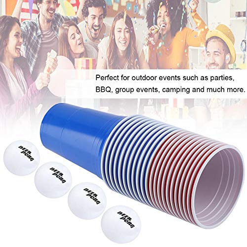 Beer Pong Set, Beer Pong Cups-22 Cups 4 Bolas de ping-pong para eventos al aire libre como fiestas, barbacoas, chupar rueda, eventos grupales, campamentos(tazas rojas 11 + tazas azules11 + 4 bolas)