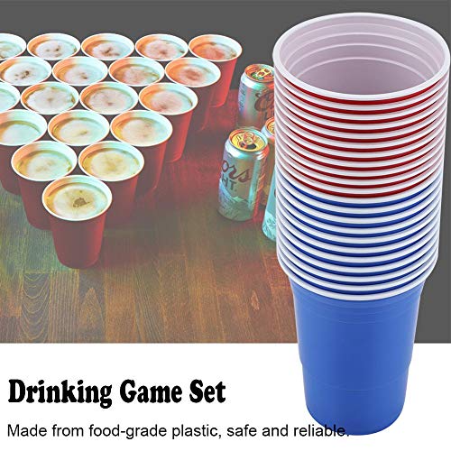 Beer Pong Set, Beer Pong Cups-22 Cups 4 Bolas de ping-pong para eventos al aire libre como fiestas, barbacoas, chupar rueda, eventos grupales, campamentos(tazas rojas 11 + tazas azules11 + 4 bolas)