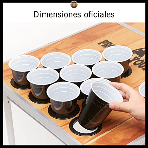 BeerBaller® Black Cups | Beer Pong Set Incl. 25 Vasos Beer Pong Negro y 3 Pelotas Beer Pong | 473ml 16oz - ¡Tazas de Fiesta Americanas Originales!