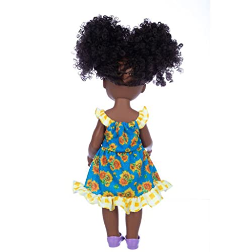 BEITABEITAkaitank Reborn Black Baby Girl Doll 14 Pulgadas Afro Hair Full Body Vinilo Artificial Juguete Hecho a Mano con Vestido de Verano Regalo Popular Infantil, Realistic Reborns