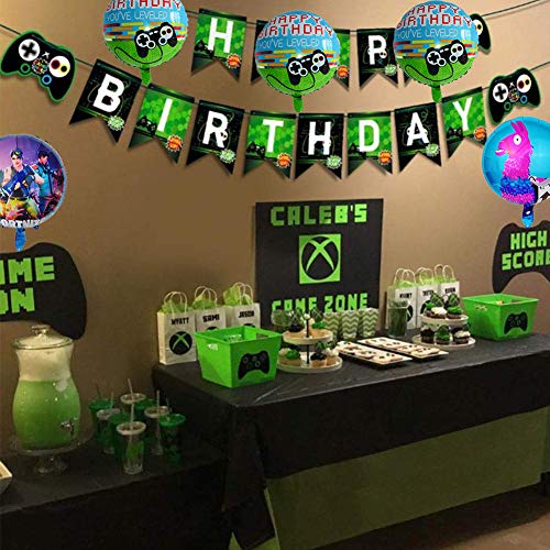 BESLIME Decoraciones Cumpleaños, Artículos de Fiestas para Fanáticos de los Videojuegos, Decoraciones para Cumpleaños de Tema de Videojuegos con Globos Pancartas