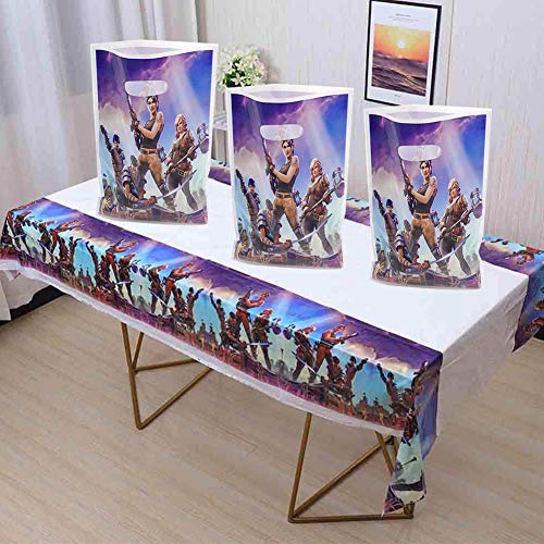 BESLIME Mantel de plástico desechable para videojuegos, 2 piezas fiesta Mesas rectangulares 70"X42" y 10 piezas bolsa de regalopara la fiesta Decoraciones