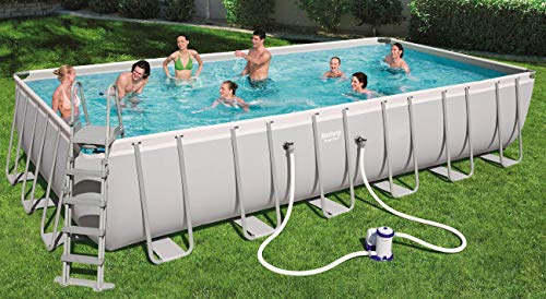 Bestway 732x366x132 cm, mit und Zubehör Power Steel Rectangular Pool 732 x 366 x 132 cm, Stahlrahmenpool-Set con Filterpumpe y Accesorios, Gris