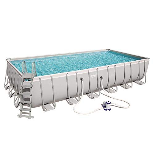 Bestway 732x366x132 cm, mit und Zubehör Power Steel Rectangular Pool 732 x 366 x 132 cm, Stahlrahmenpool-Set con Filterpumpe y Accesorios, Gris