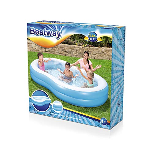 Bestway Piscina Inflable Familiar Gran Lago 54117, color azul, 262 x 157 x 46 cm