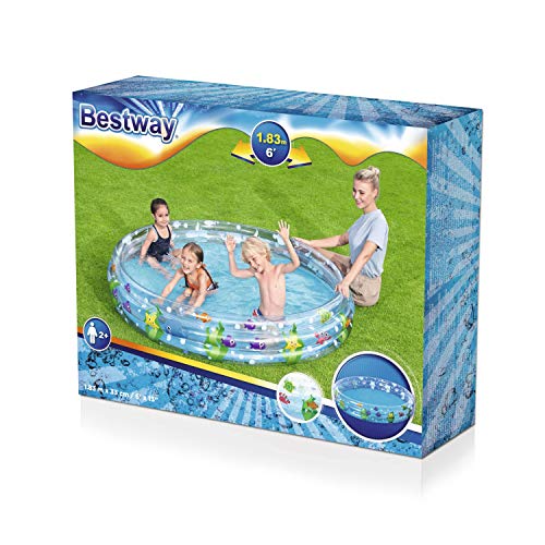 Bestway Schwimminsel Big Red Truck, 280 x 149 cm Piscina de Juegos Hinchable de 3 Anillos Profundidades Marinas, Color