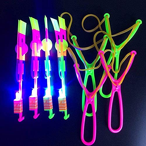 BESTZY 20 pc Increíble Luz Led Flecha Cohete Helicóptero, Cohete Helicóptero Volar Juguete - Elastic Powered Sling Shot Heli.Las Flechas de la Fricción para Atrapar el Helicóptero