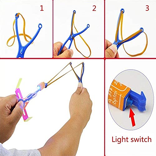 BESTZY 20 pc Increíble Luz Led Flecha Cohete Helicóptero, Cohete Helicóptero Volar Juguete - Elastic Powered Sling Shot Heli.Las Flechas de la Fricción para Atrapar el Helicóptero