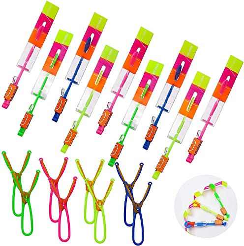 BESTZY 20 pc Increíble Luz Led Flecha Cohete Helicóptero, Cohete Helicóptero Volar Juguete - Elastic Powered Sling Shot Heli.Las Flechas de la Fricción para Atrapar el Helicóptero