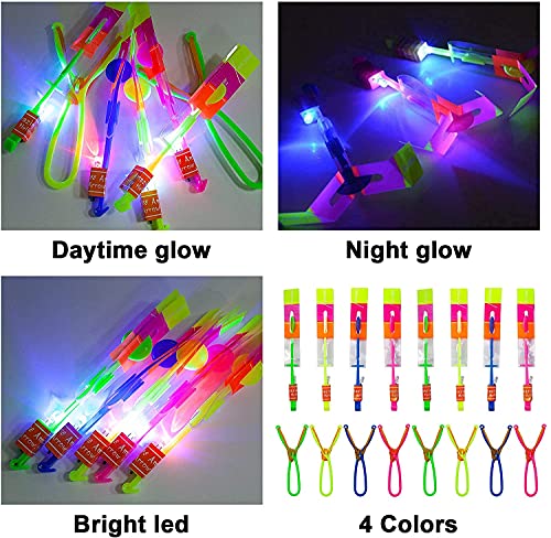 BESTZY 20 pc Increíble Luz Led Flecha Cohete Helicóptero, Cohete Helicóptero Volar Juguete - Elastic Powered Sling Shot Heli.Las Flechas de la Fricción para Atrapar el Helicóptero