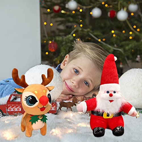 BESTZY Juguete Suave Papá Noel, 2 Pcs Felpa Adornos, Peluches de Alce, Juguete de Peluche Suave de Navidad Lindo ​para Regalo de Cumpleaños Navidad Adorno de Fiesta de Premios (Papá Noel y Alces)