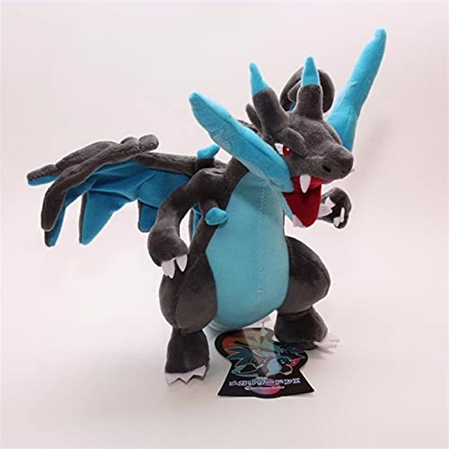 Betory Black Charizard Muñeca Soft, Mega Evolución de Dibujos Animados X Charmander Lizardon Juguete Relleno,Juegos Animado Charizard Peluche Juguete 23 cm, Regalo Niños Cumpleaños Navidad Halloween