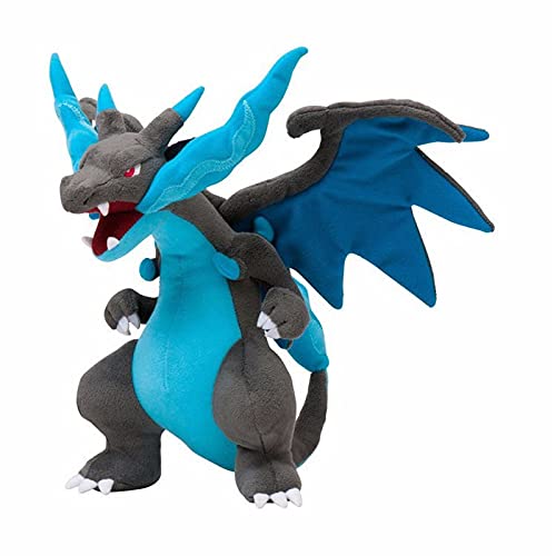 Betory Black Charizard Muñeca Soft, Mega Evolución de Dibujos Animados X Charmander Lizardon Juguete Relleno,Juegos Animado Charizard Peluche Juguete 23 cm, Regalo Niños Cumpleaños Navidad Halloween