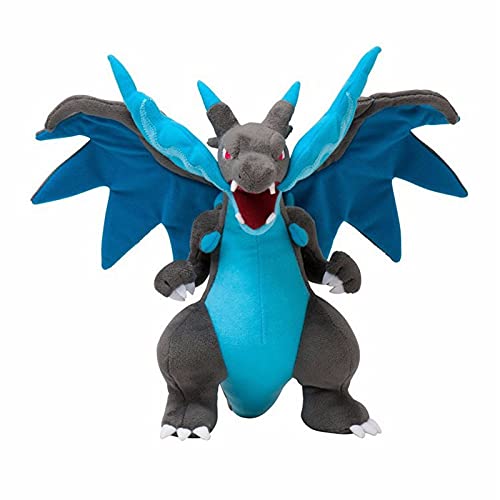 Betory Black Charizard Muñeca Soft, Mega Evolución de Dibujos Animados X Charmander Lizardon Juguete Relleno,Juegos Animado Charizard Peluche Juguete 23 cm, Regalo Niños Cumpleaños Navidad Halloween