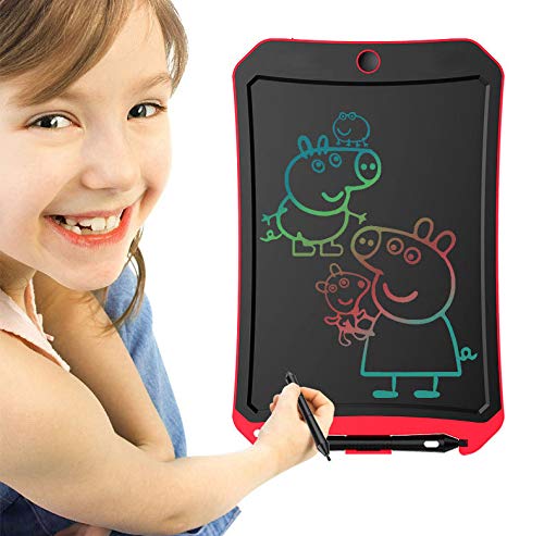 BIBOYELF Tableta De Escritura Lcd Para Regalo De Cumpleaños, Juguete Para Niños Tablero De Dibujo Electrónico Colorido De 8.5 '' Pizarra De Oficina - Bloqueo De Botón De Borrado Incluido (Rojo)