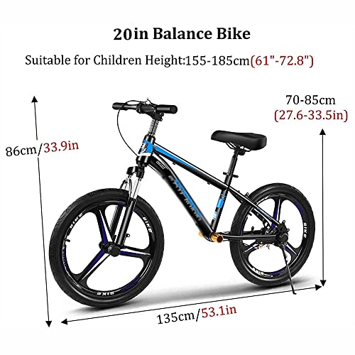 Bicicleta de montaña Bicicleta de balance de ruedas de 20 pulgadas for niños grandes Sin pedal de bicicleta con reposapiés regalo de cumpleaños for niñas for niños Asiento ajustable 70-85 cm Seguro